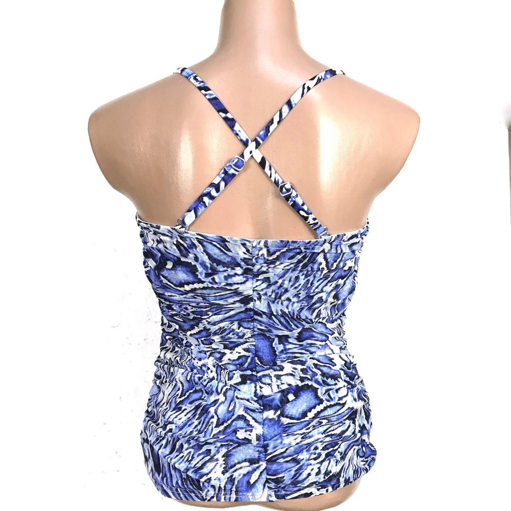 BE CREATIVE Ruched Mesh Bodice Tankini top - Picture 7 of 11